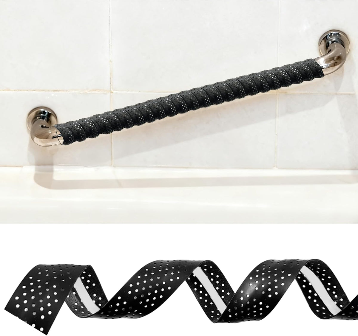 Grab Bars Non-Slip Tape for Bathtubs and Showers - Stainless Steel Bars Anti Slip Tape for Bathroom, Walls, Rail Handrail Covers for Seniors, Elderly, Handicap