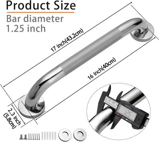 Rockgoya 16 Inch Anti-Slip Shower Grab Bars, 1.25" Diameter 2 Pack