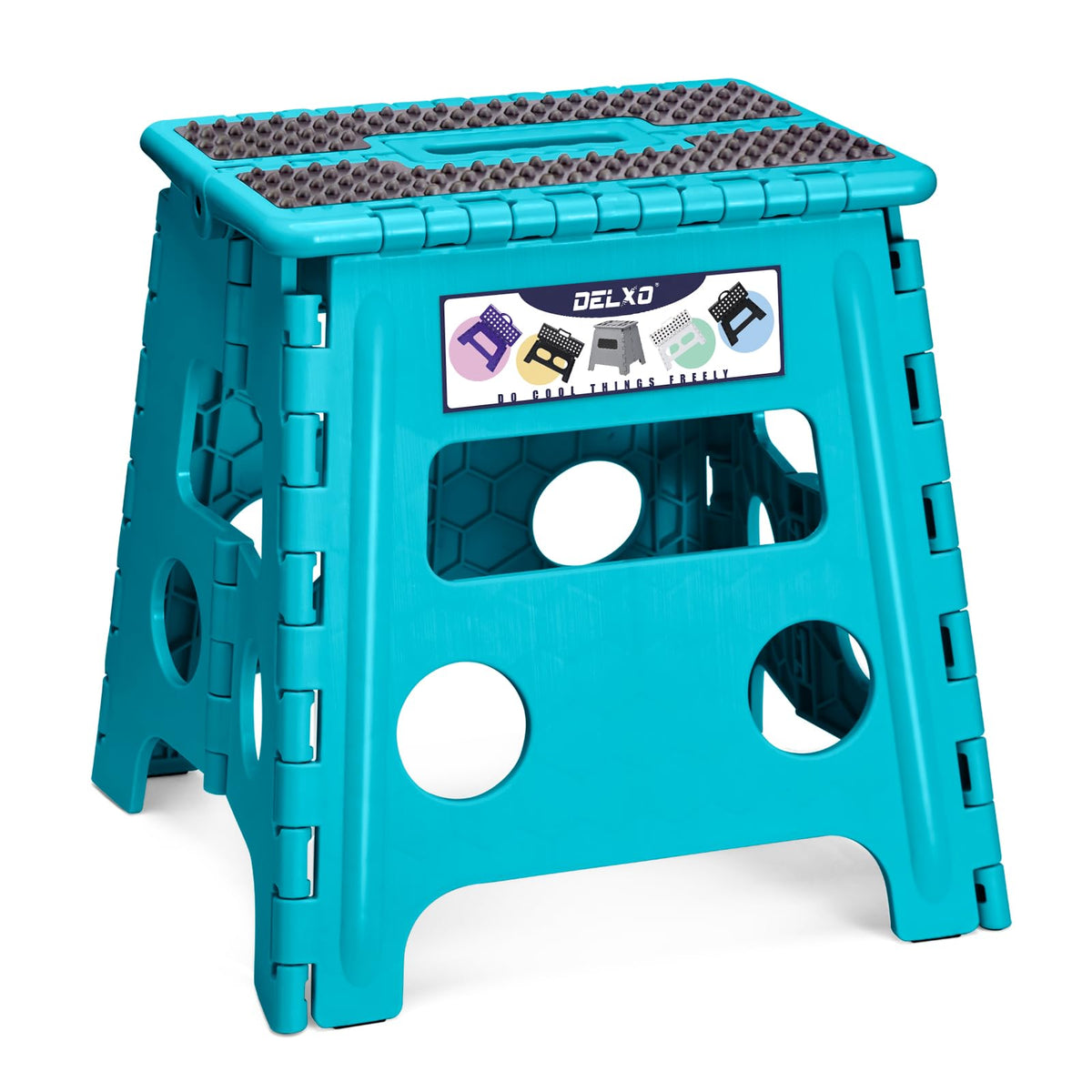 Delxo Folding Step Stool 13 Inch,300 Lbs Step Stool for Adults Black