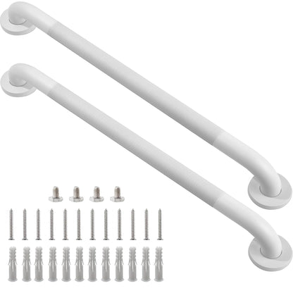 16 Inch Silver Anti-Slip Shower Grab Bars, 1.25" Diameter 2 Pack