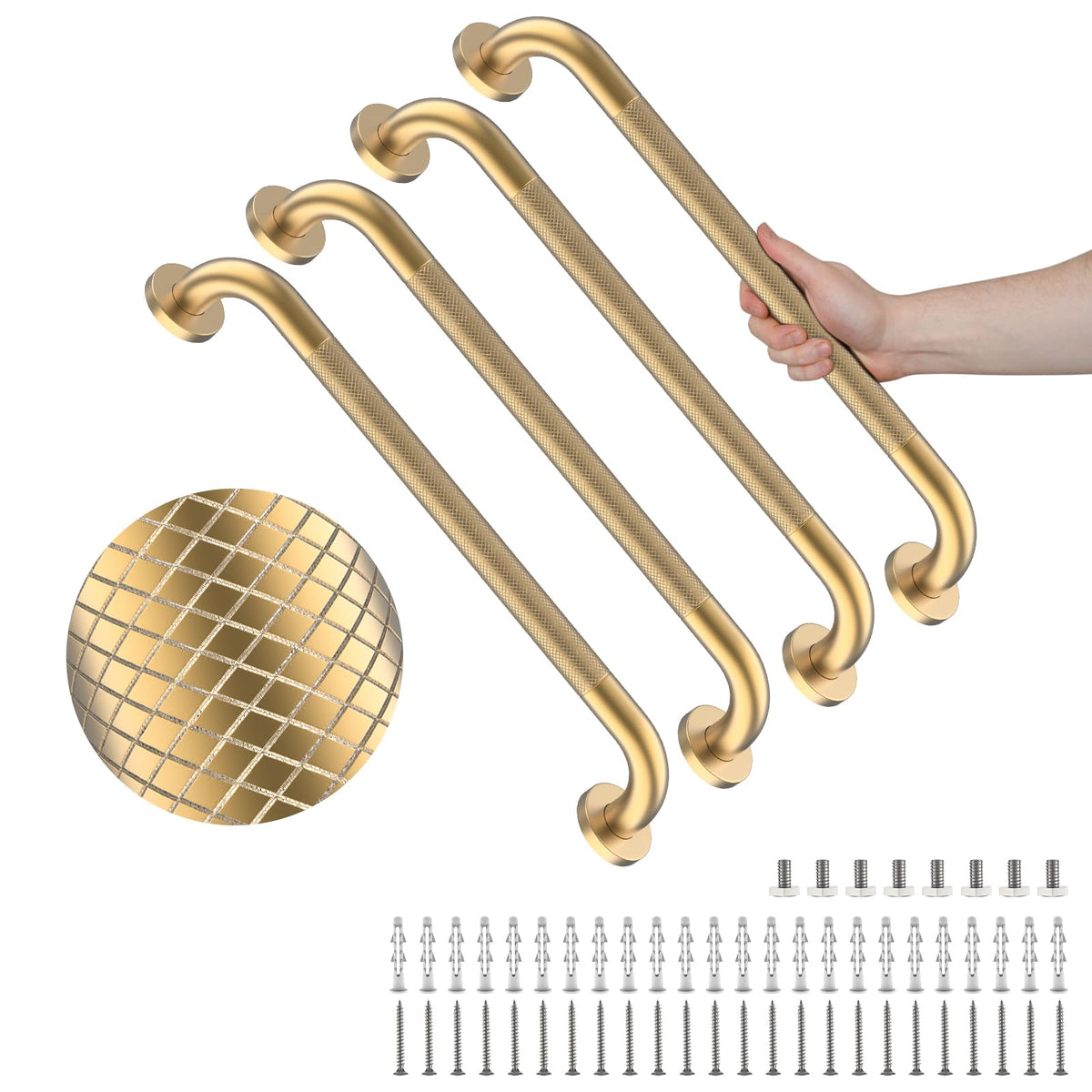 4 Pack 32 Inch Shower Grab Bar,Brushed Nickel Bathroom Grab Bar Handle