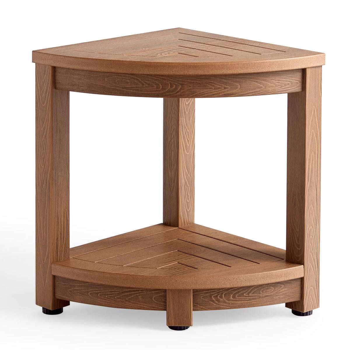 KaimuBench Corner Shower Stool for Inside Shower Waterproof, Poly Lumber Bathroom Shower Corner Bench Seat, Plastic Shower Chair Seat, Shower Shaving Foot Rest with Adjustable Feet, Non-Slip, White