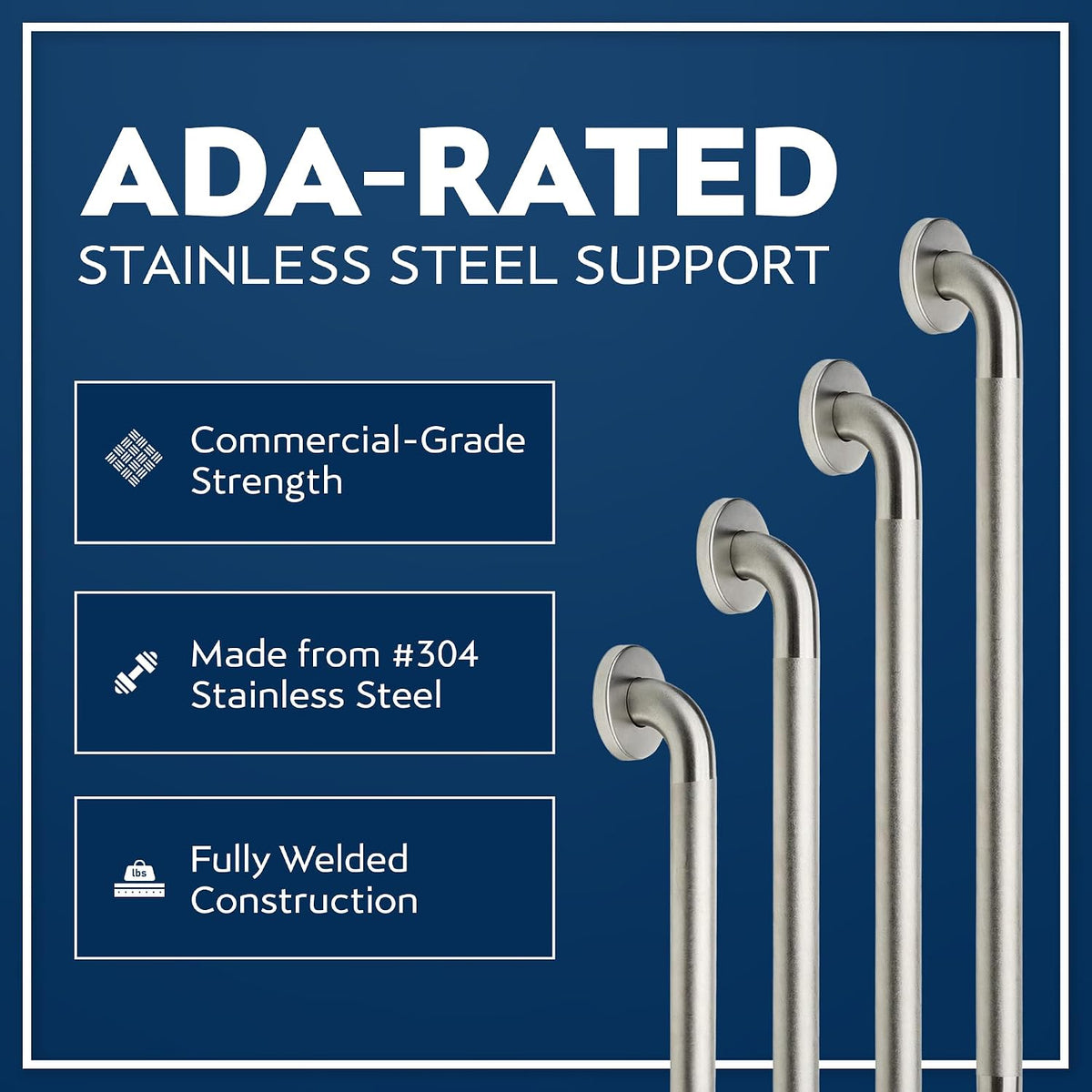 4-Pack Starter Bundle, 500 lb, 16/18/24/32 in, Brushed Stainless