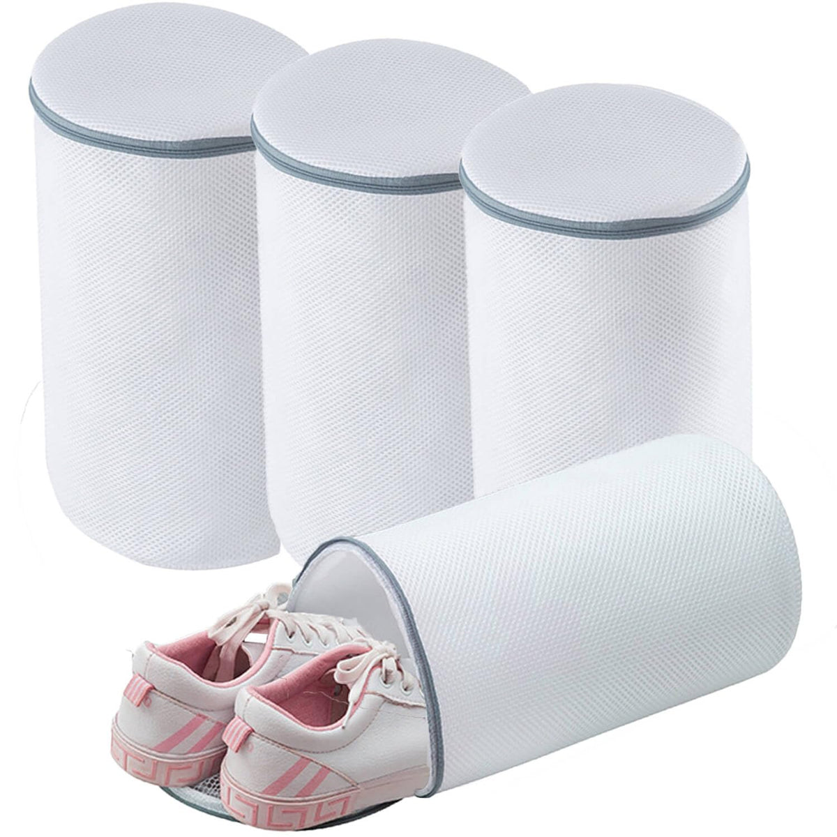 4 pcs Commercial Mesh Laundry Bag - Sturdy Mesh Material with Drawstring Closure. Ideal Machine Washable Laundry Bag for Factories, College, Dorm and Apartment Dwellers(4Set-M,L,XL,XXL)