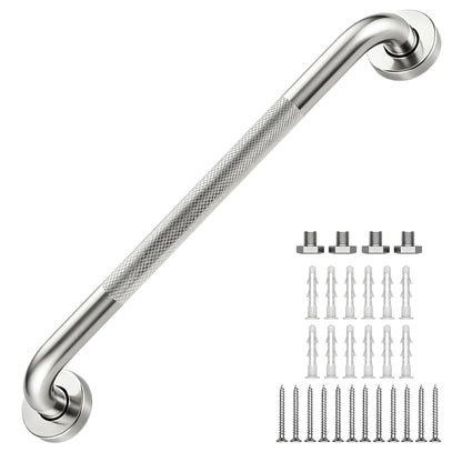 16 Inch Grab Bars 1.25" Dia,2 Pack Brushed Nickel 304 Stainless Steel Bathroom Grab Bar,Anti Slip Knurled Safety Bar,Wall Mount Handicap Grab Bars,Support Handrail for Seniors Elderly Injury