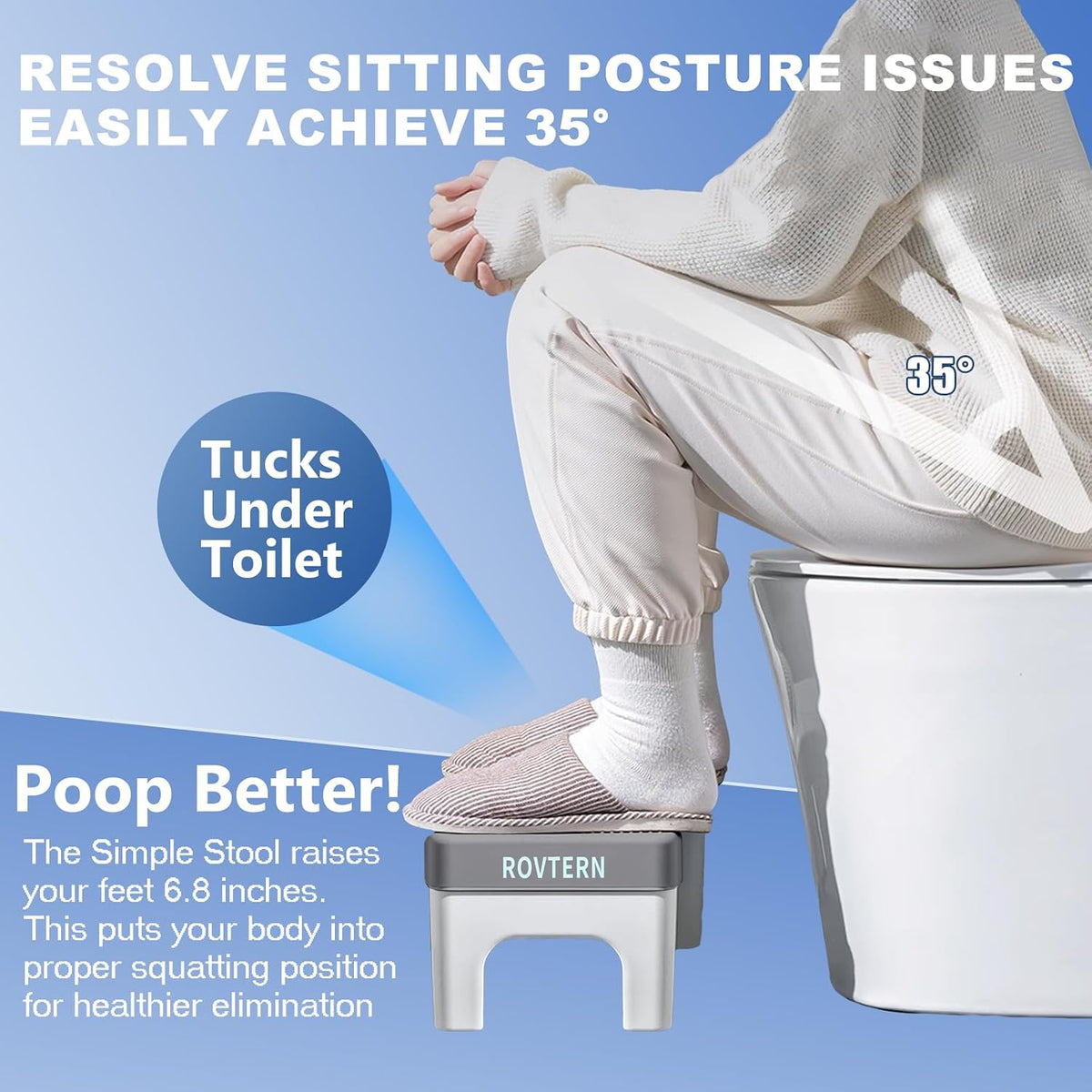 6.7 Inch Step Stool,ROVTERN Portable Plastic Foot Stool,ROVTERN Non-Slip Potty Stool for Bathroom