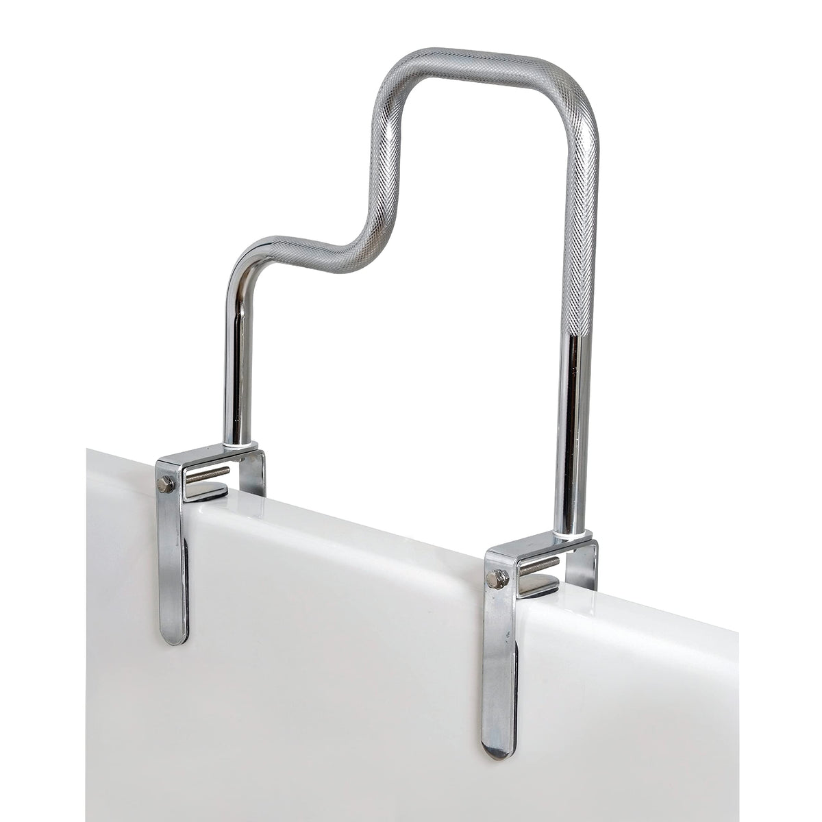 Carex Bathtub Rail with Finish Bathtub Grab Bar Safety Bar for Seniors and Handicap for Assistance Getting in and Out of Tub, Easy to Install on Most Tubs, Chrome, 1 Count