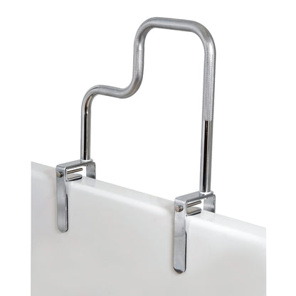 Carex Bathtub Rail with Finish Bathtub Grab Bar Safety Bar for Seniors and Handicap for Assistance Getting in and Out of Tub, Easy to Install on Most Tubs, Chrome, 1 Count