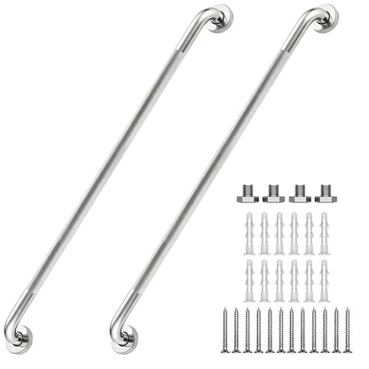 16 Inch Grab Bars 1.25" Dia,2 Pack Brushed Nickel 304 Stainless Steel Bathroom Grab Bar,Anti Slip Knurled Safety Bar,Wall Mount Handicap Grab Bars,Support Handrail for Seniors Elderly Injury