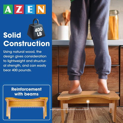 AZEN Toilet Stool Squat Adult, Wood Poop Stool for Bathroom Adults, 7 Inch Height