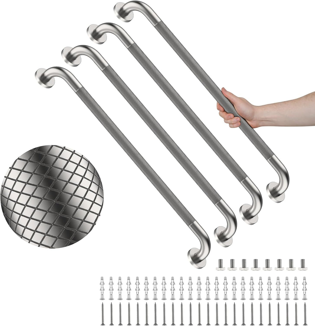4 Pack 32 Inch Shower Grab Bar,Brushed Nickel Bathroom Grab Bar Handle