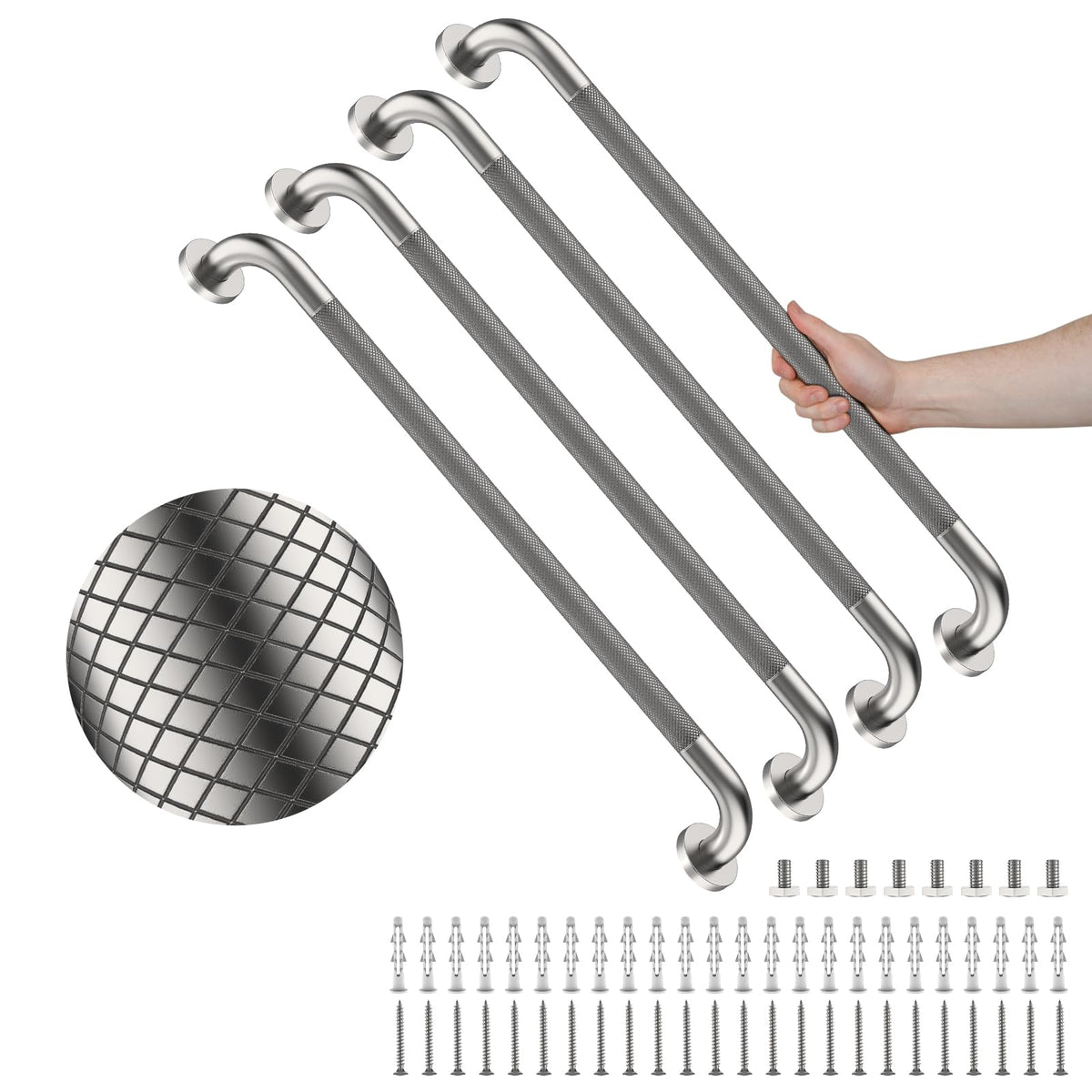 4 Pack 32 Inch Shower Grab Bar,Brushed Nickel Bathroom Grab Bar Handle