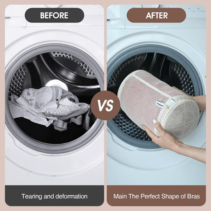 100% Cotton Bra Laundry Bags for Washing Machine, 3 Pack Pure Cotton Mesh Laundry Bags for Delicates, Lingerie, No Dye, Natural(8x6.5 Inch)
