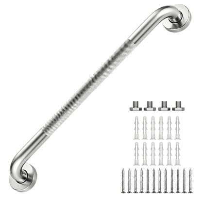 16 Inch Grab Bars 1.25" Dia,2 Pack Brushed Nickel 304 Stainless Steel Bathroom Grab Bar,Anti Slip Knurled Safety Bar,Wall Mount Handicap Grab Bars,Support Handrail for Seniors Elderly Injury