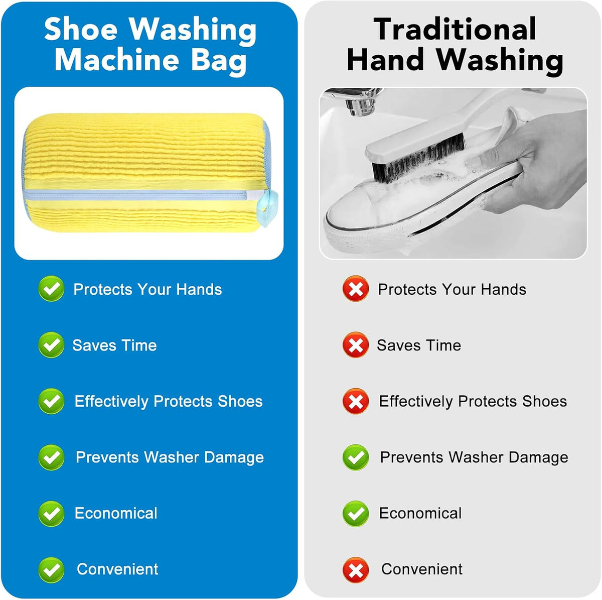 Dntorx 2 PCS Shoe Washing Machine Bag Shoe Laundry Bags, Yellow & Blue Chenille Mesh Shoe Bag for Washing Machine with L-Shaped Zipper, Fits Sneaker Tennis Shoes