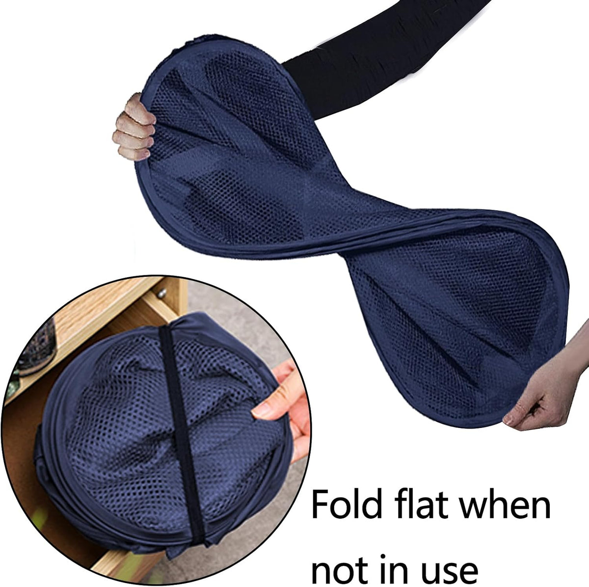 Foldable Clothes Basket Mesh Pop Up Laundry Hamper for Apartment, RV
