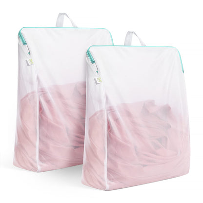 OTraki Large Mesh Laundry Bags 24x32 inch Hanging Delicates Mesh Laundry Bag with Handles Lingerie Bags Washing Machine Bag Zipper Opening,Don't Drying, Melting 140-176℉,White