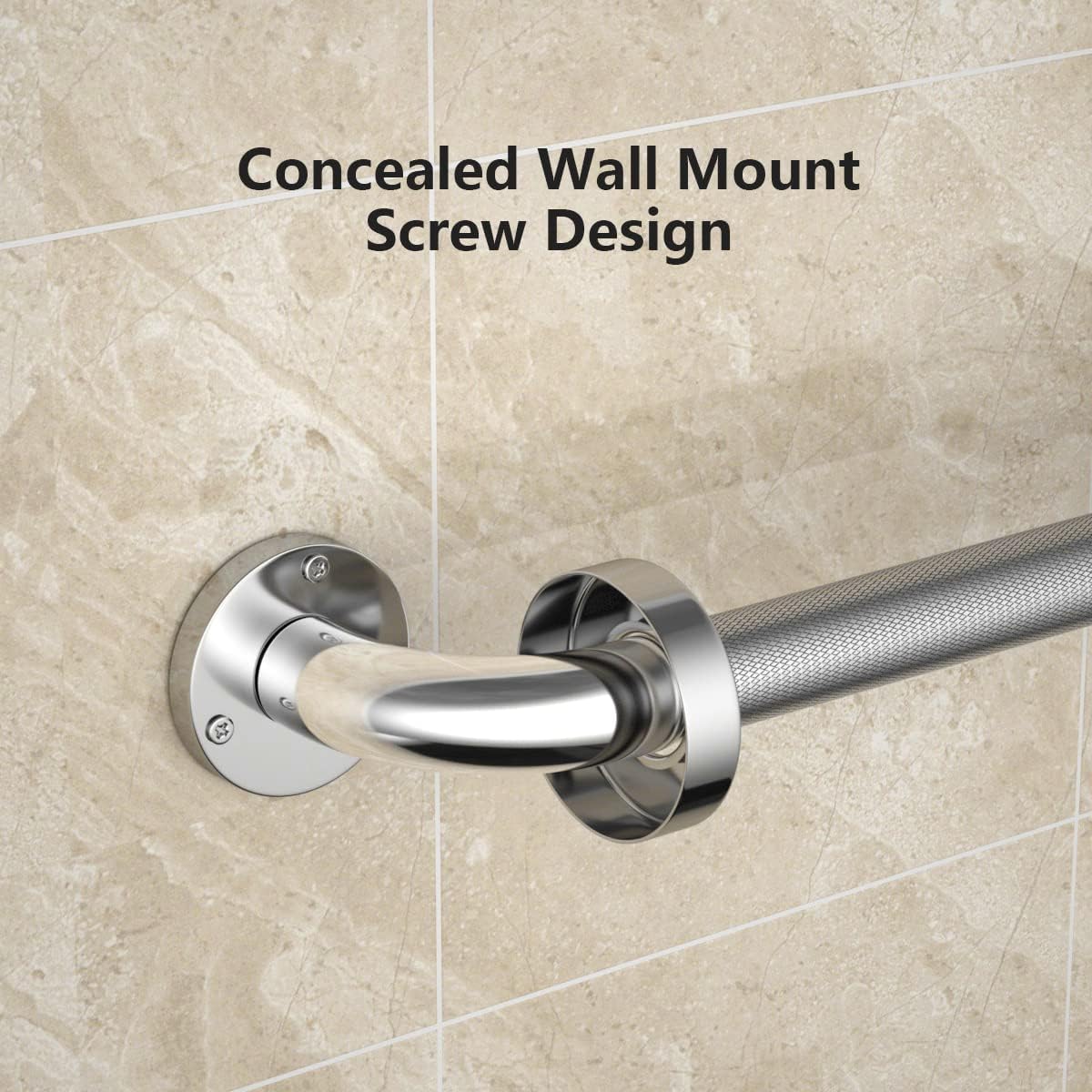 2 Pack 24 Inch Polished Chrome Anti Slip Knurled Shower Grab Bar