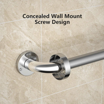 2 Pack 24 Inch Polished Chrome Anti Slip Knurled Shower Grab Bar