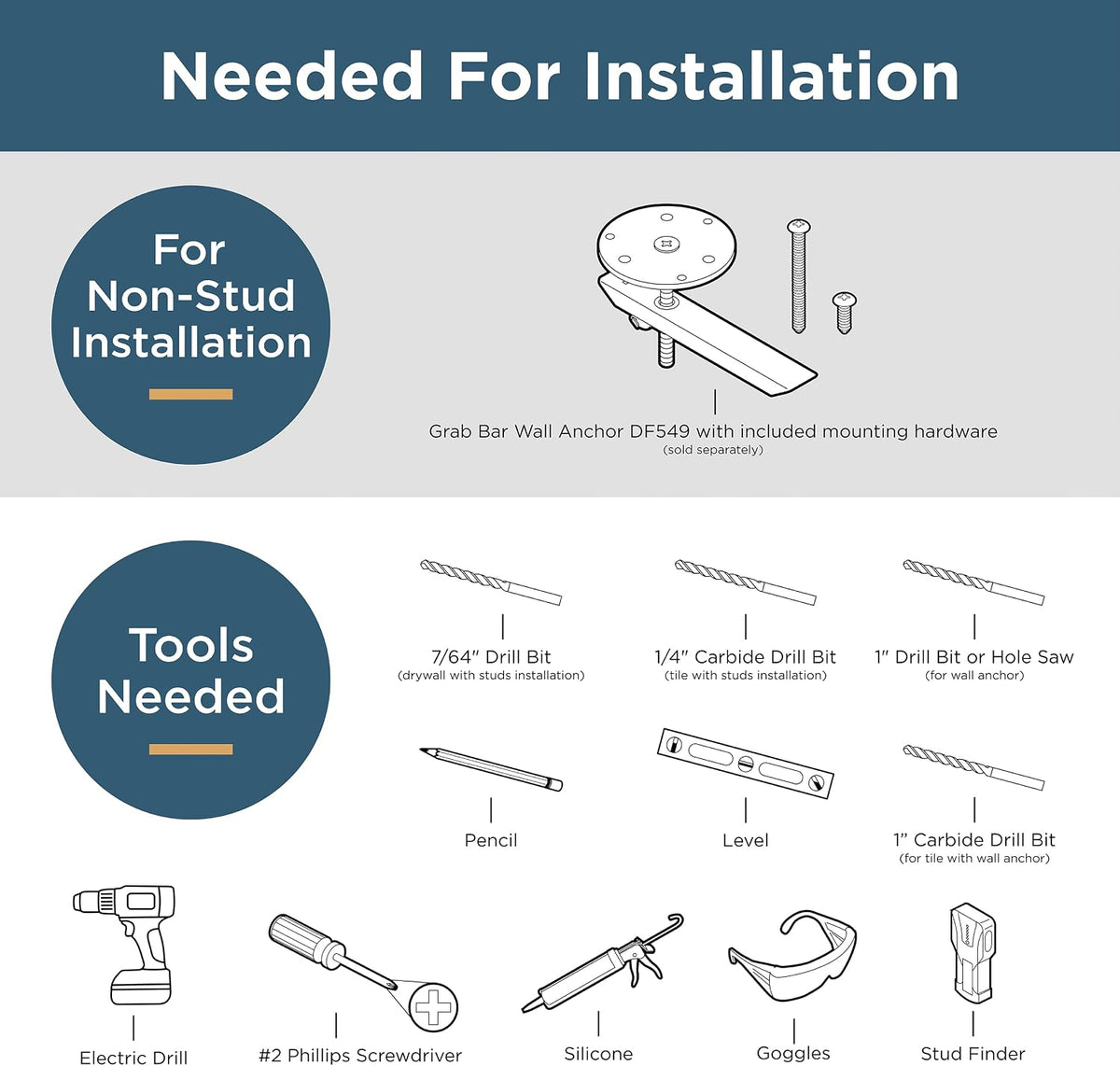 Franklin Brass Voisin (1-Pack) 18' ADA Grab Bar Bathtub Handle Safety Grip in Bright Stainless Steel 1-1/4' diameter Wall Mount Shower Handicap VOI5918-BS