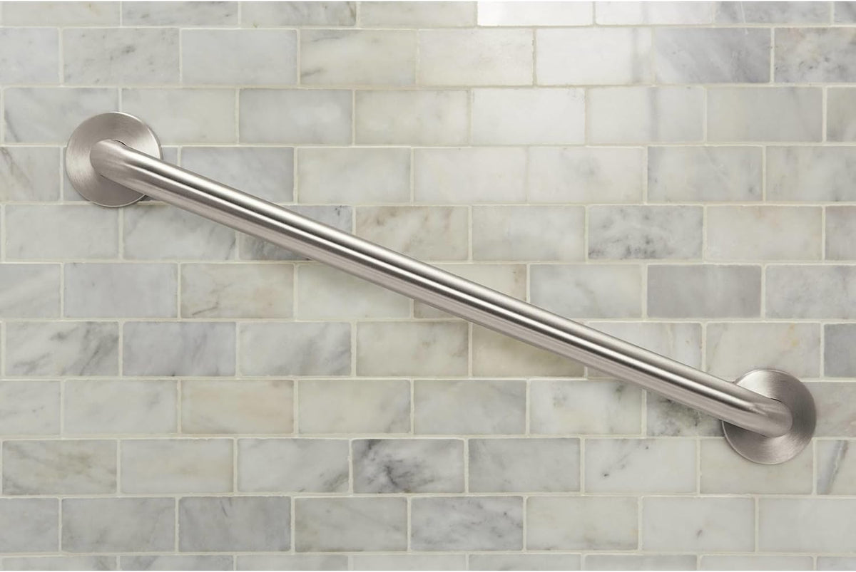 Moen Matte Black 24-Inch Bathroom Safety Grab Bar with Concealed Screws for Elderly Shower Support, R8724BL