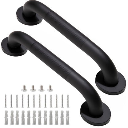 16 Inch Silver Anti-Slip Shower Grab Bars, 1.25" Diameter 2 Pack