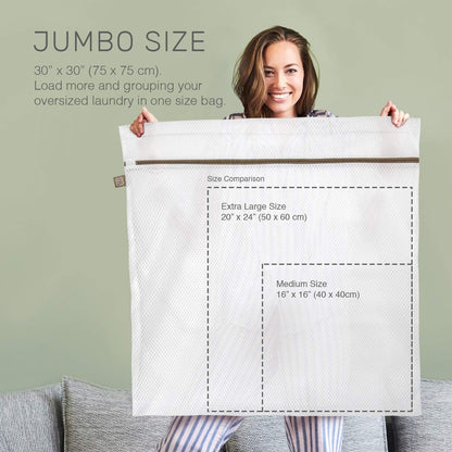 Extra Large Mesh Laundry Bags for Delicates - 2 Jumbo XXL Durable Laundry Bag Mesh Wash Bags with Hanging Loop. Garment Safe and Organizer for Washing Machine, Clothes, Lingerie, Sheets, and Blankets