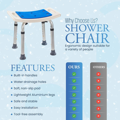 Dr Kay's Shower Chair for Inside Shower Bench for Bathtub 350lb Support