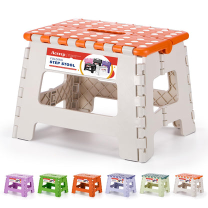 ACSTEP Folding Step Stool 9 Inch, Non-Slip Foldable Stools for Kids, Black