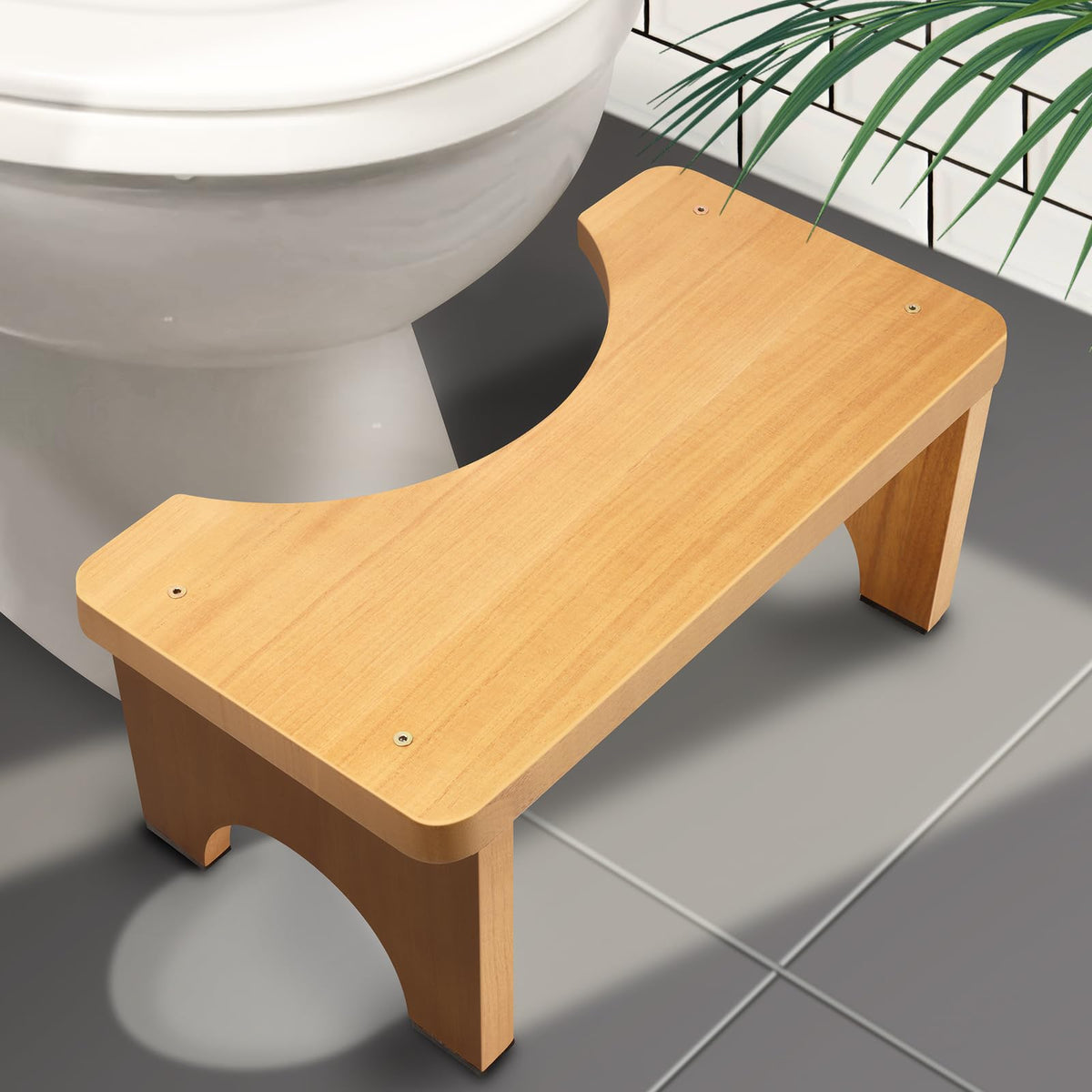 AZEN Wood Toilet Stool Squat Adult, Poop Stool for Bathroom Adults, Portable Toilet Potty Stools for Adults, 7 Inch Height