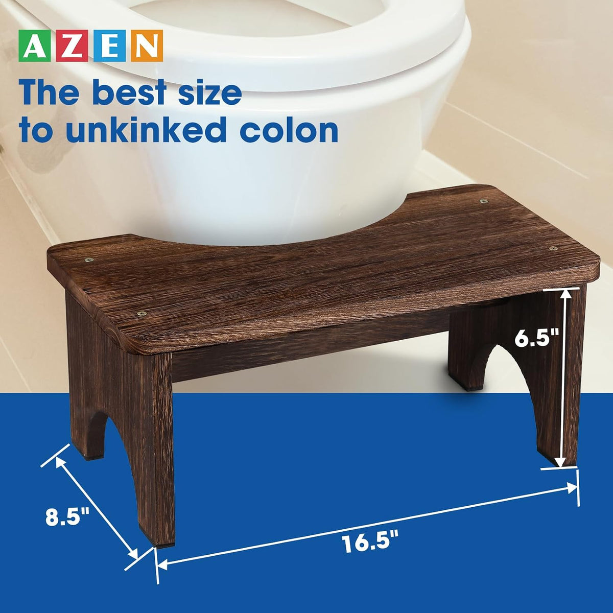 AZEN Wood Toilet Stool Squat Adult, Poop Stool for Bathroom Adults, Portable Toilet Potty Stools for Adults, 7 Inch Height