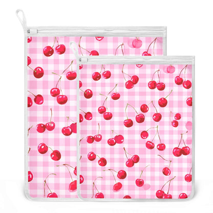 Mesh Laundry Bags Lingerie Bags for Washing Delicates 2 PCS Durable Wash Bag with Zipper Small and Medium Washable Gradient Pink Leopard Print