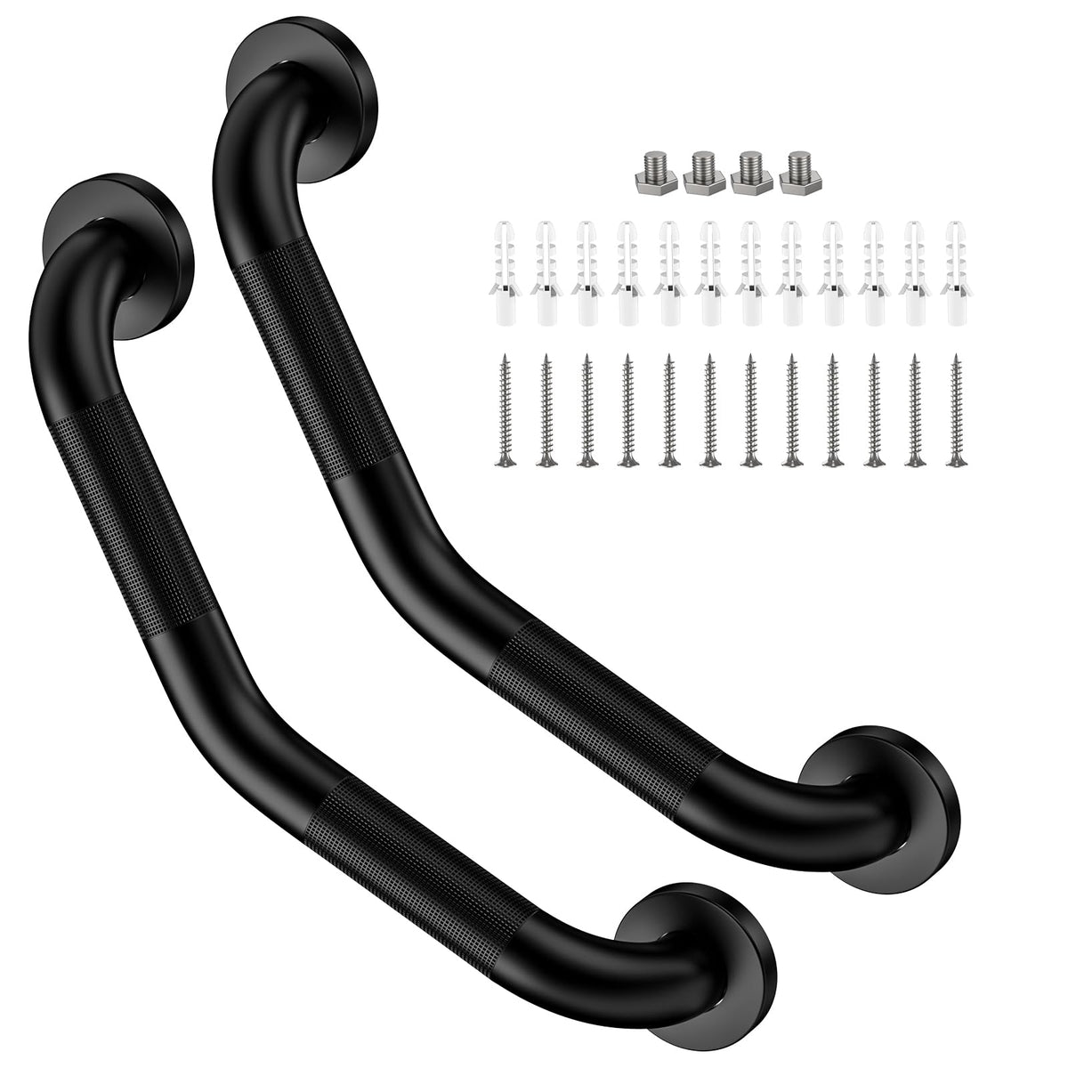 ZUEXT 2 Pack 16 Inch Angled Brushed Nickel Non Slip Knurled Shower Grab Bar