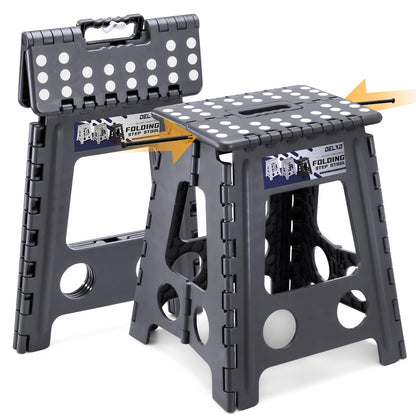 Delxo Folding Step Stool 13 Inch,300 Lbs Step Stool for Adults Black