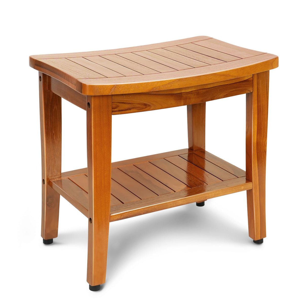 20" Premium Teak Shower Bench with Shelf & Handle, Solid Teak Shower Stool, Durable Wooden Waterproof Seat for Inside Shower, Teak Wood Bench for Bathroom, Indoor & Outdoor Use