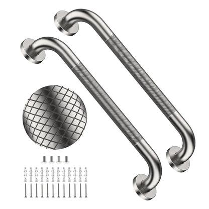2 Pack 24 Inch Polished Chrome Anti Slip Knurled Shower Grab Bar