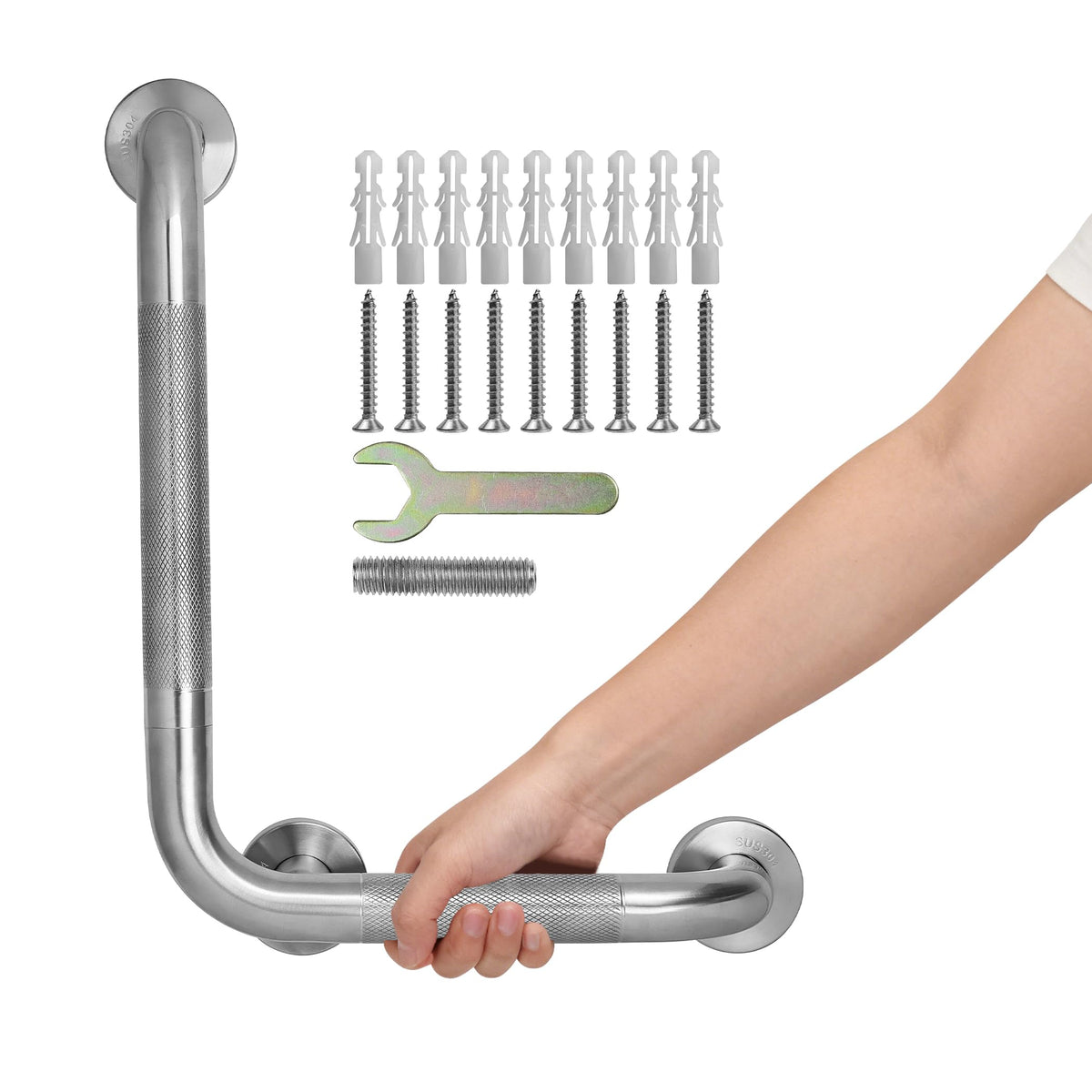 12 Inch 1.25" Diameter Anti-Slip Shower Grab Bar