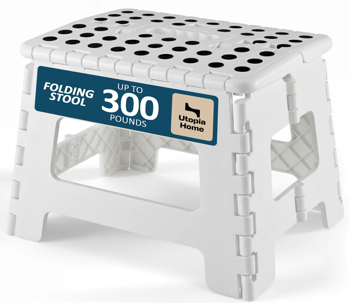 Utopia Home Folding Step Stool 9 Inch, Anti-Slip, Black, 1-Pack