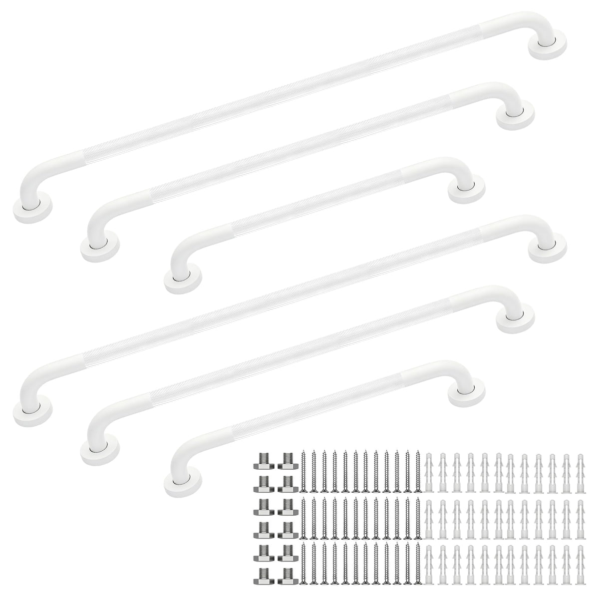 16 Inch Grab Bars 1.25" Dia,2 Pack Brushed Nickel 304 Stainless Steel Bathroom Grab Bar,Anti Slip Knurled Safety Bar,Wall Mount Handicap Grab Bars,Support Handrail for Seniors Elderly Injury