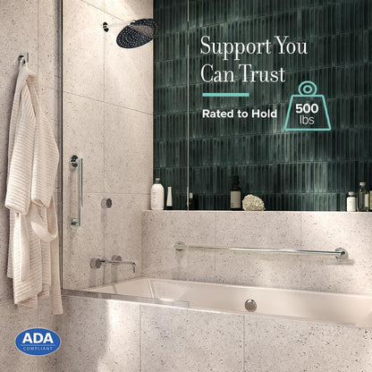 Gatco 962 Glam 18" L Grab Bar, Chrome/ADA Compliant Stainless Steel Safety Grab Bar for Bathroom