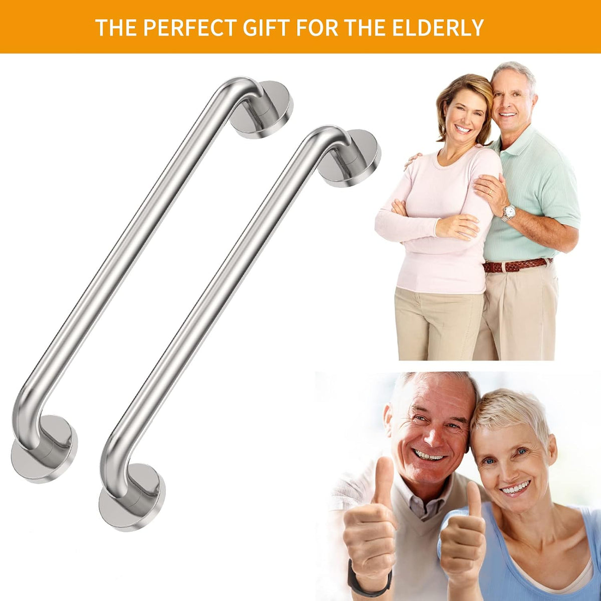 16 Inch Brushed Nickel Grab Bar for Bathroom, 2 Pack