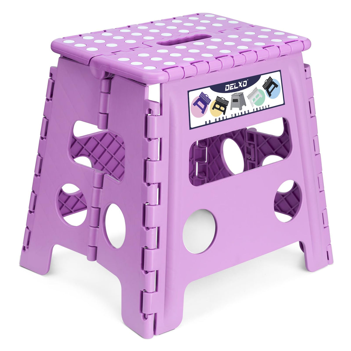 Delxo Folding Step Stool 13 Inch,300 Lbs Step Stool for Adults Black