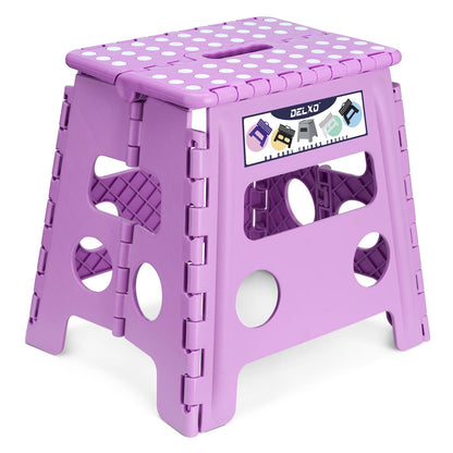 Delxo Folding Step Stool 13 Inch,300 Lbs Step Stool for Adults Black