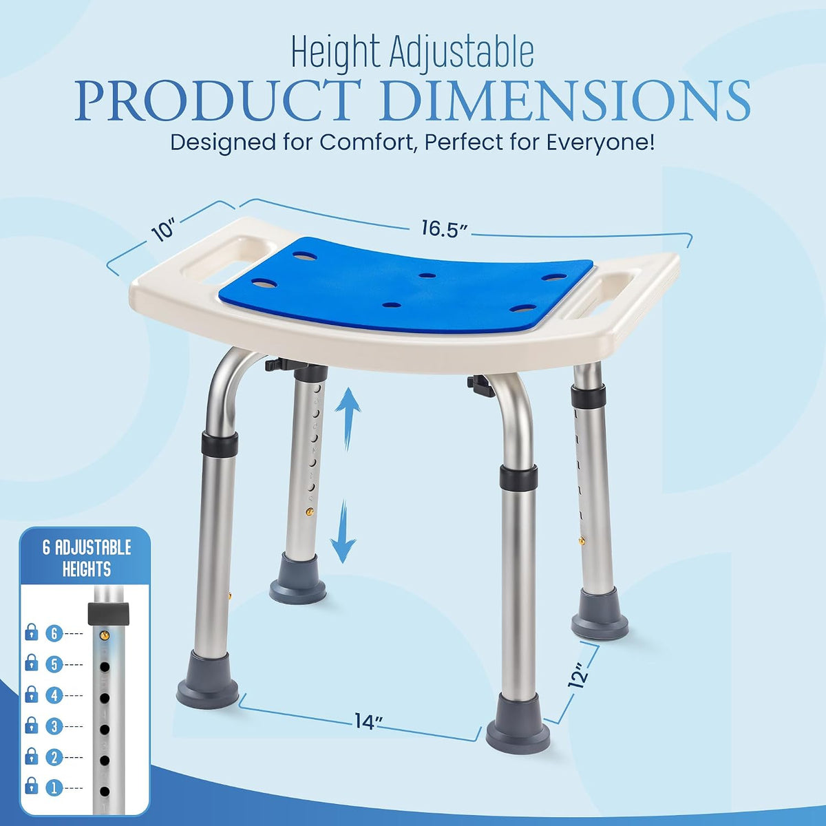 Dr Kay's Shower Chair for Inside Shower Bench for Bathtub 350lb Support
