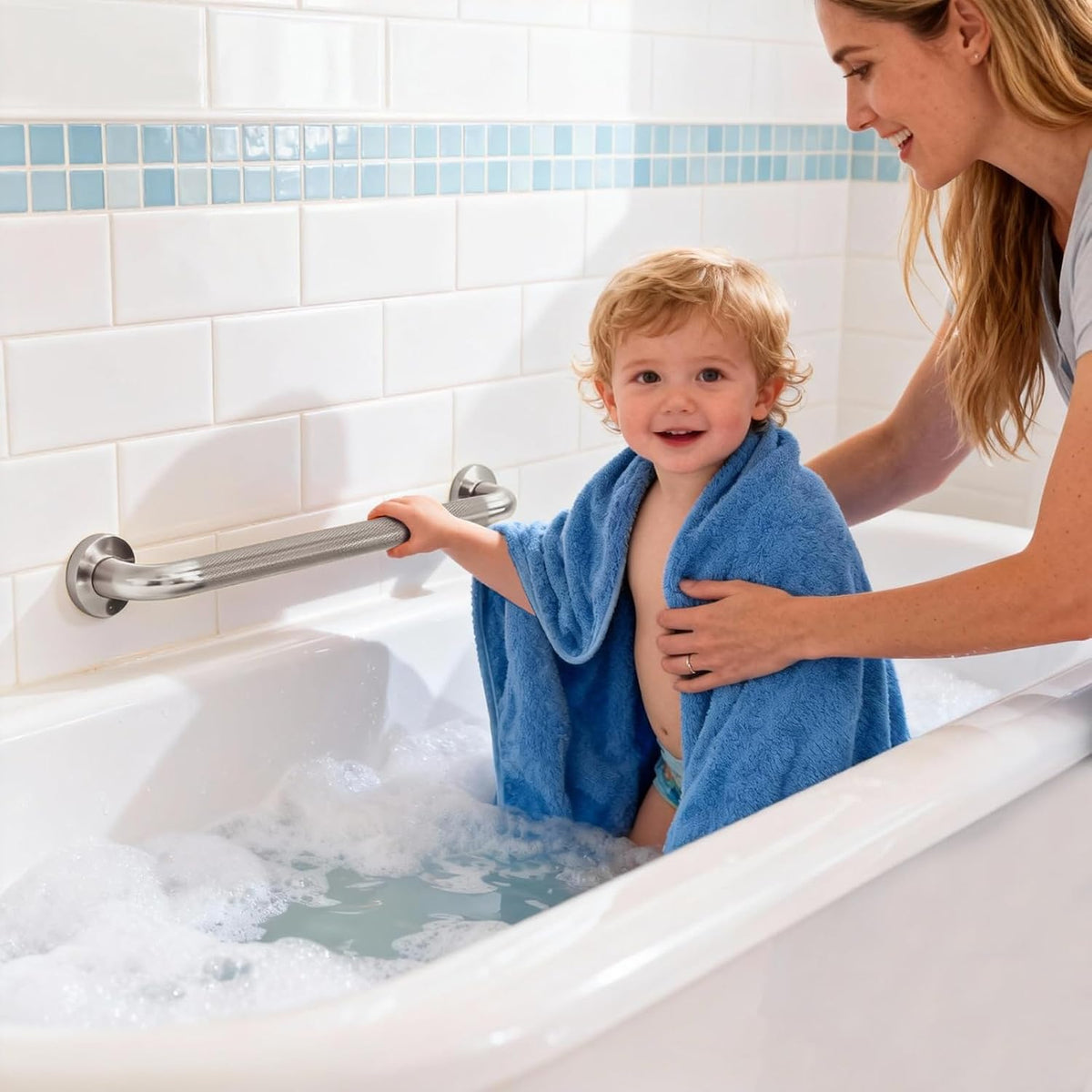 2 Pack 16 Inch Shower Grab Bars for Seniors Anti-Slip Textured Grip