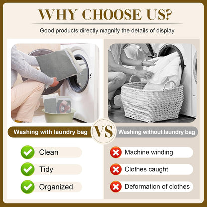 5-Piece Organic Cotton Laundry Bags with Zipper and Hanging Loop, 3 Sizes (S, M, L) Mesh Laundry Bag, Durable Cotton Mesh Laundry Bag for Delicate Underwear and Socks.