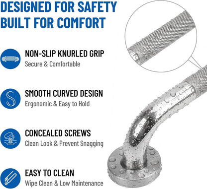 MrHAND Stainless Steel Grab Bars for Shower, 16 Inch 2 Pack, Anti-Slip Grip