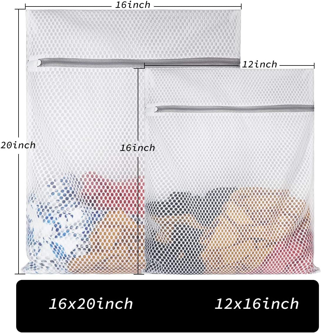 SUERIV Extra Large Honeycomb Mesh Laundry Bag125gsm Net Fabric Durable and Reusable Delicate Wash Bag,Travel Organization Bag for Lingerie,Clothes,Jeans,Bath Towel,Sock (2Large, 3Medium)