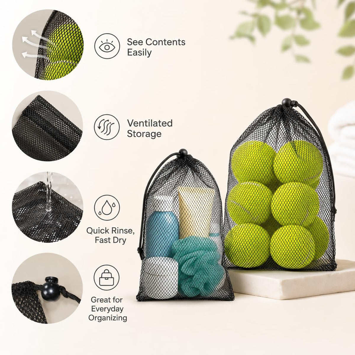 30 Pack 8 x 12 Inch Mesh Drawstring Bags, Black Nylon Mesh Bag with Cord Lock Closure, Portable Laundry Bag Golf Ball Bags for Jewelry Toys Sports Storage Outdoor