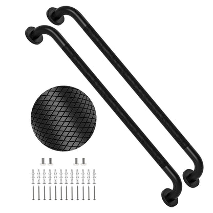 2 Pack 24 Inch Polished Chrome Anti Slip Knurled Shower Grab Bar